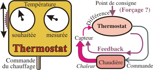 principe d'un thermostat. Le nouveau concept du forçage.