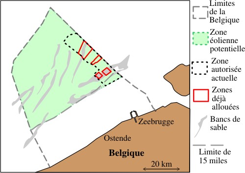 Emplacements pour des éoliennes belges offshore