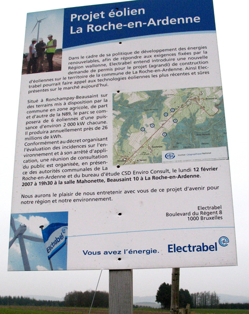 Panneau mis sur le site projeté en janvier 2008